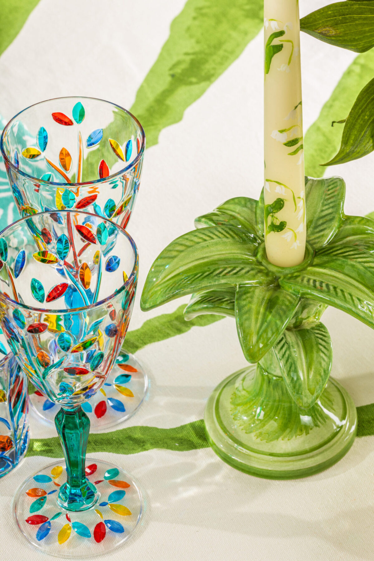 PALM TREE CANDLE HOLDER GREEN