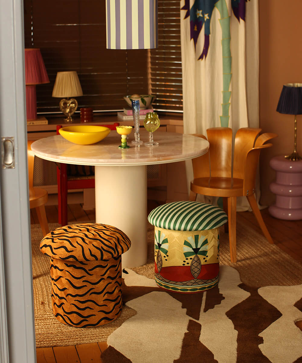 Maya Tiger Embroidered Stool