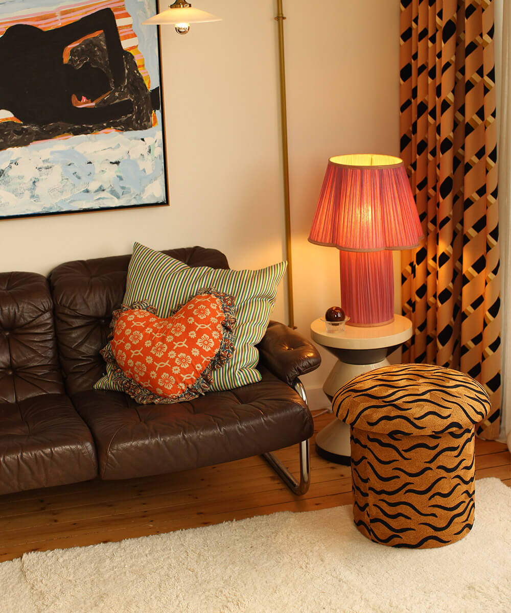 Maya Tiger Embroidered Stool