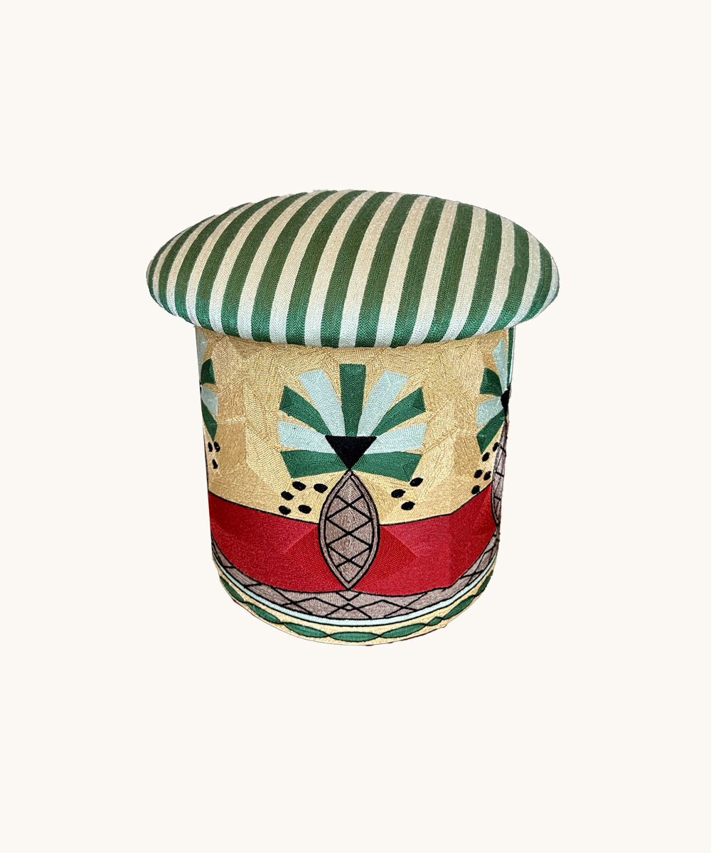 Paloma Palm Embroidered Stool