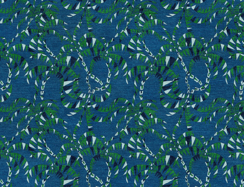 PALM TREES BLUE RUG