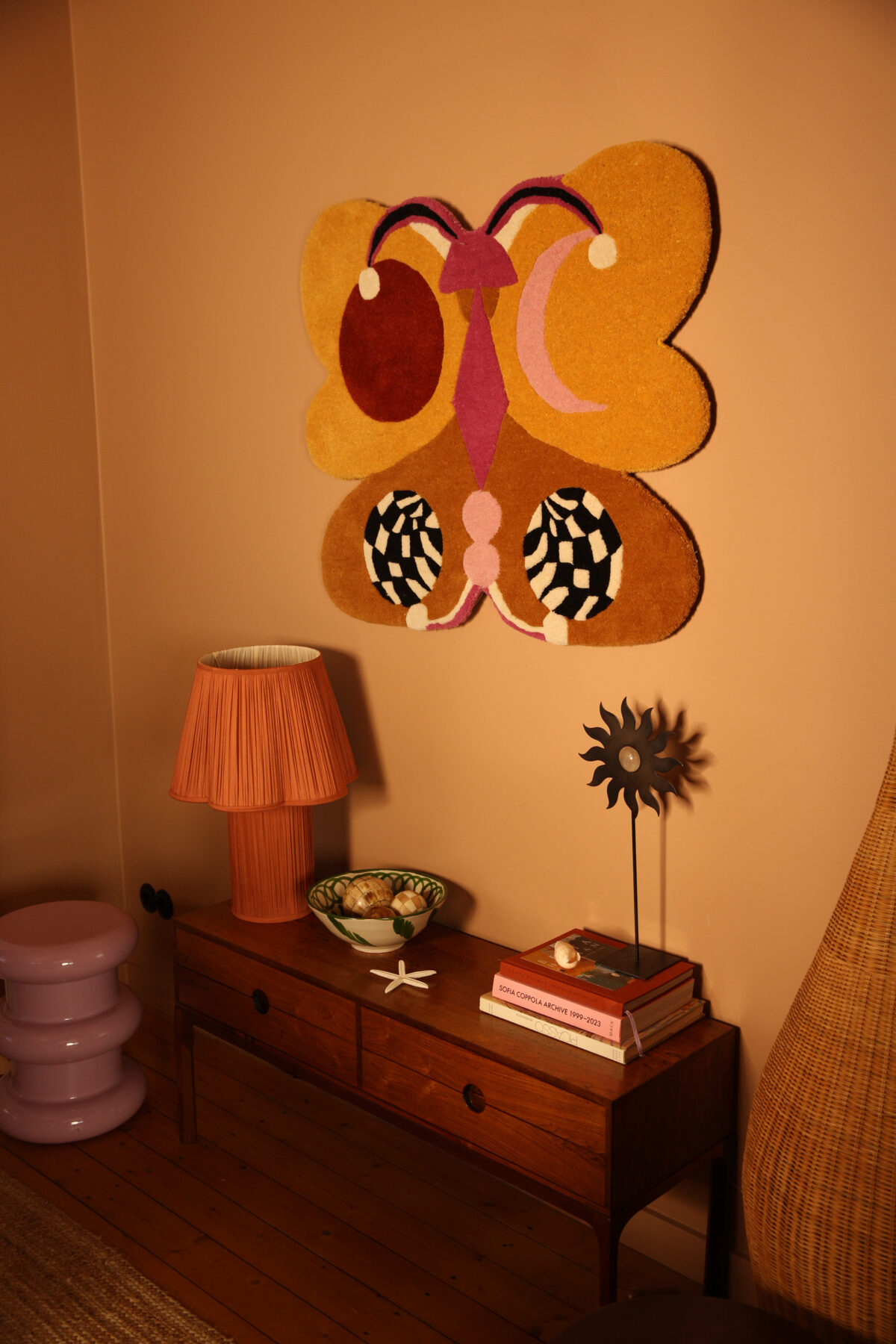 Melody Moon Butterfly Rug Ocre Large