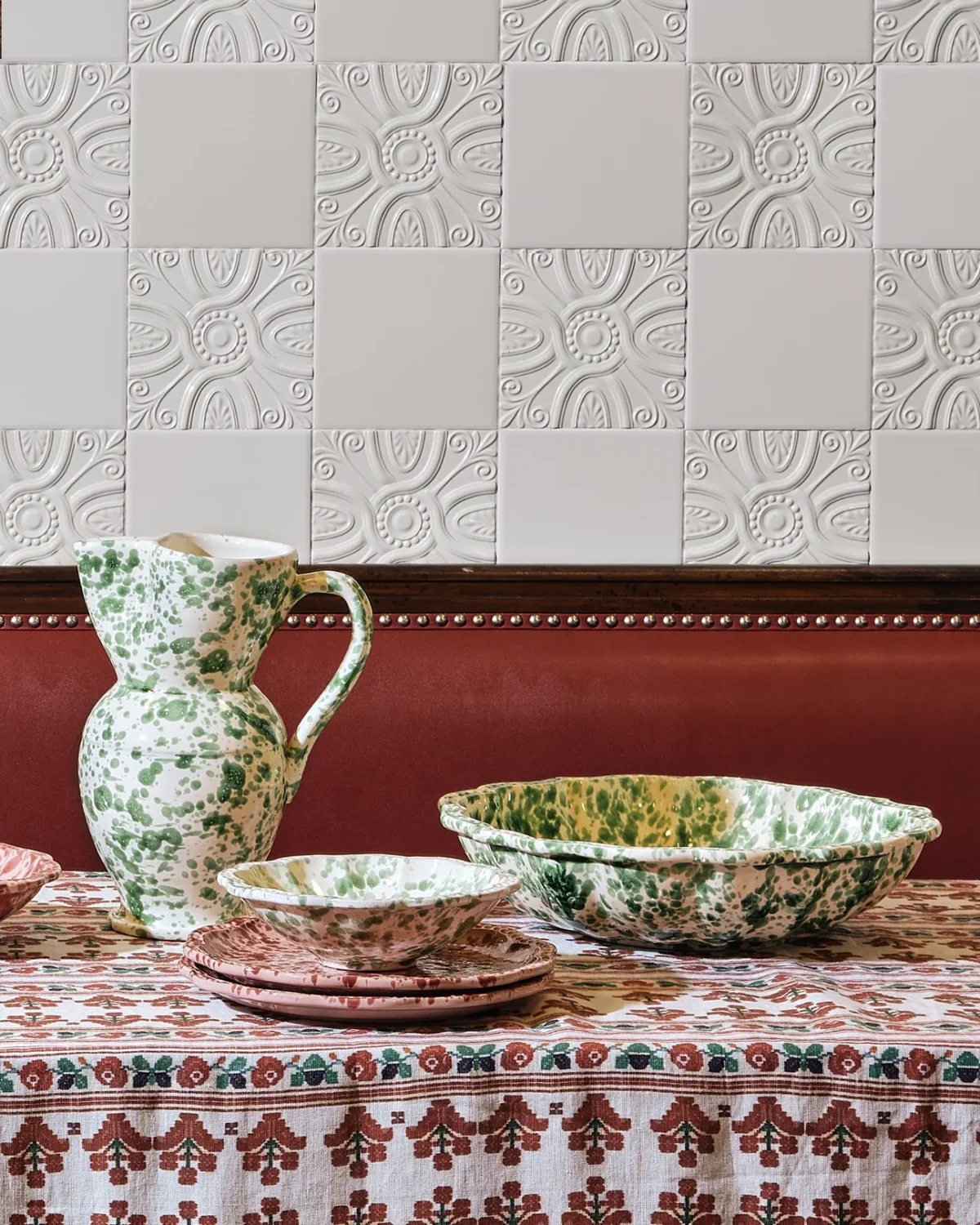 Speckled Pitcher, Green and White