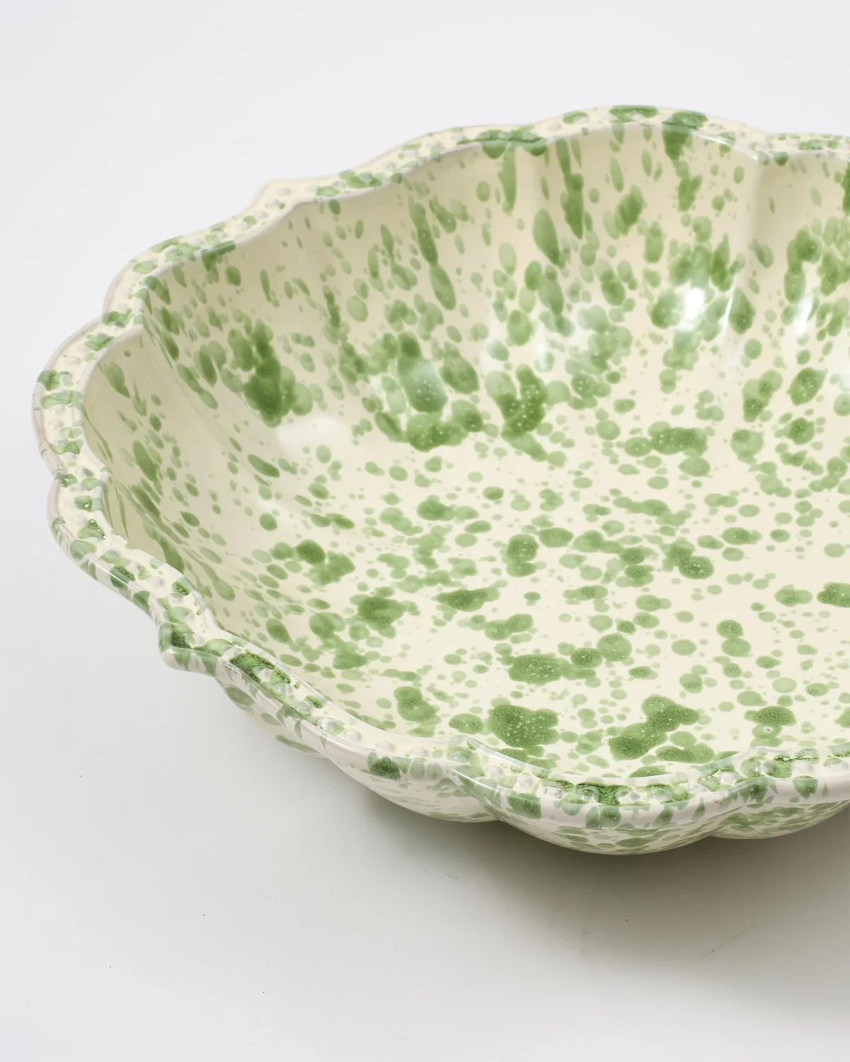 Speckled Serving Bowl, Green and White