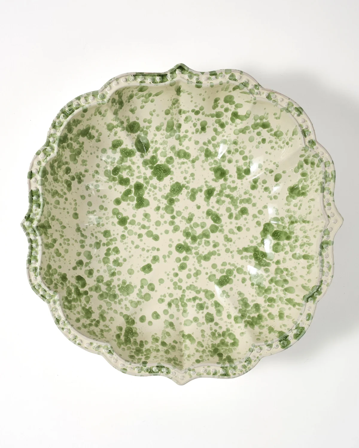 Speckled Serving Bowl, Green and White