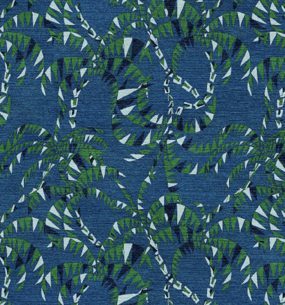 PALM TREES BLUE RUG