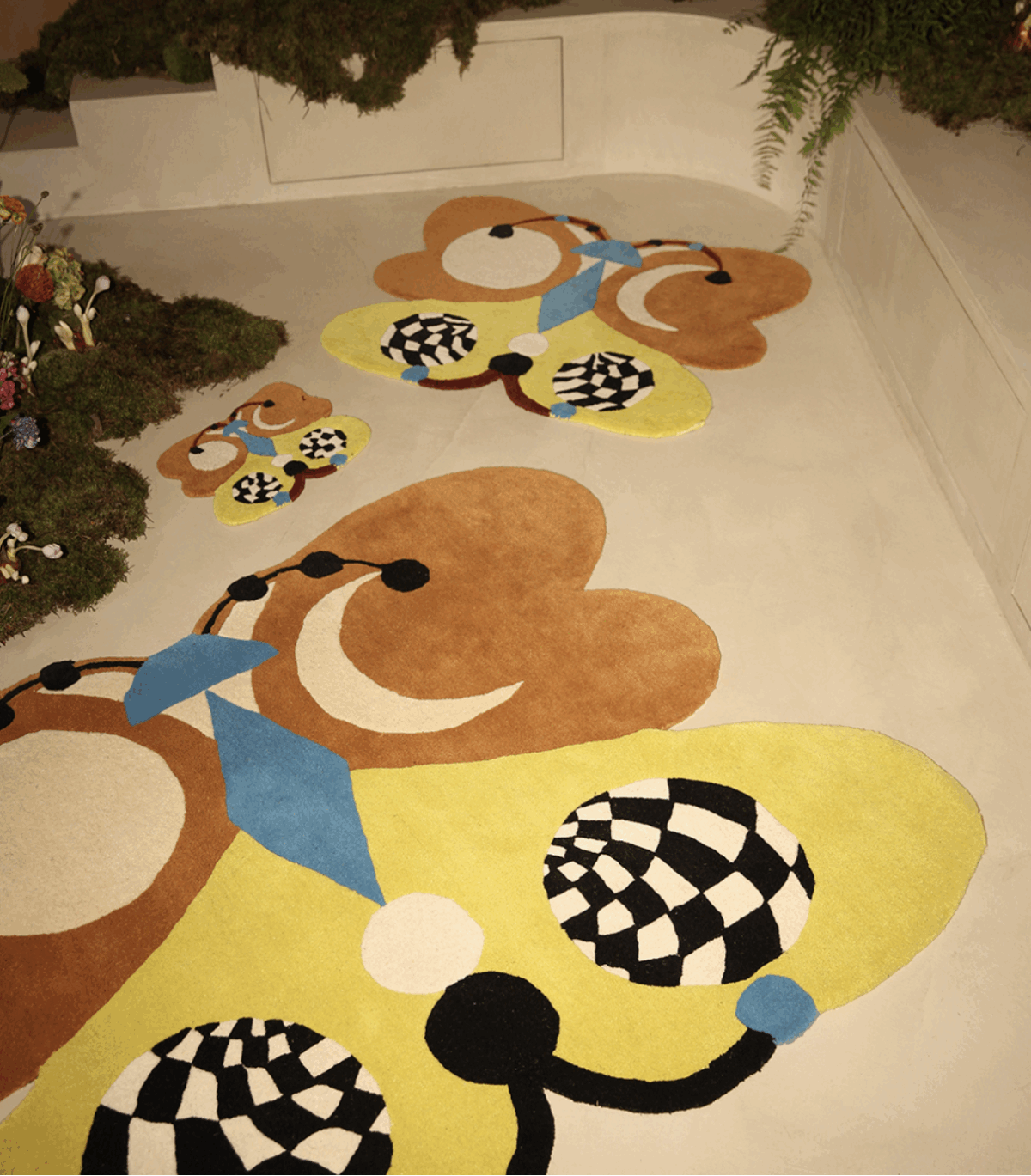 Melody Moon Butterfly Rug Lemon Large
