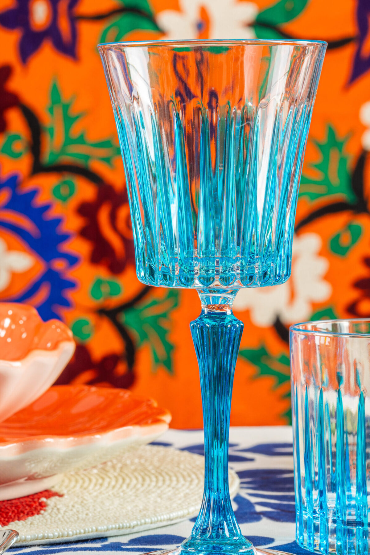 Crystal Wine Glasses BLUE SET OF 4
