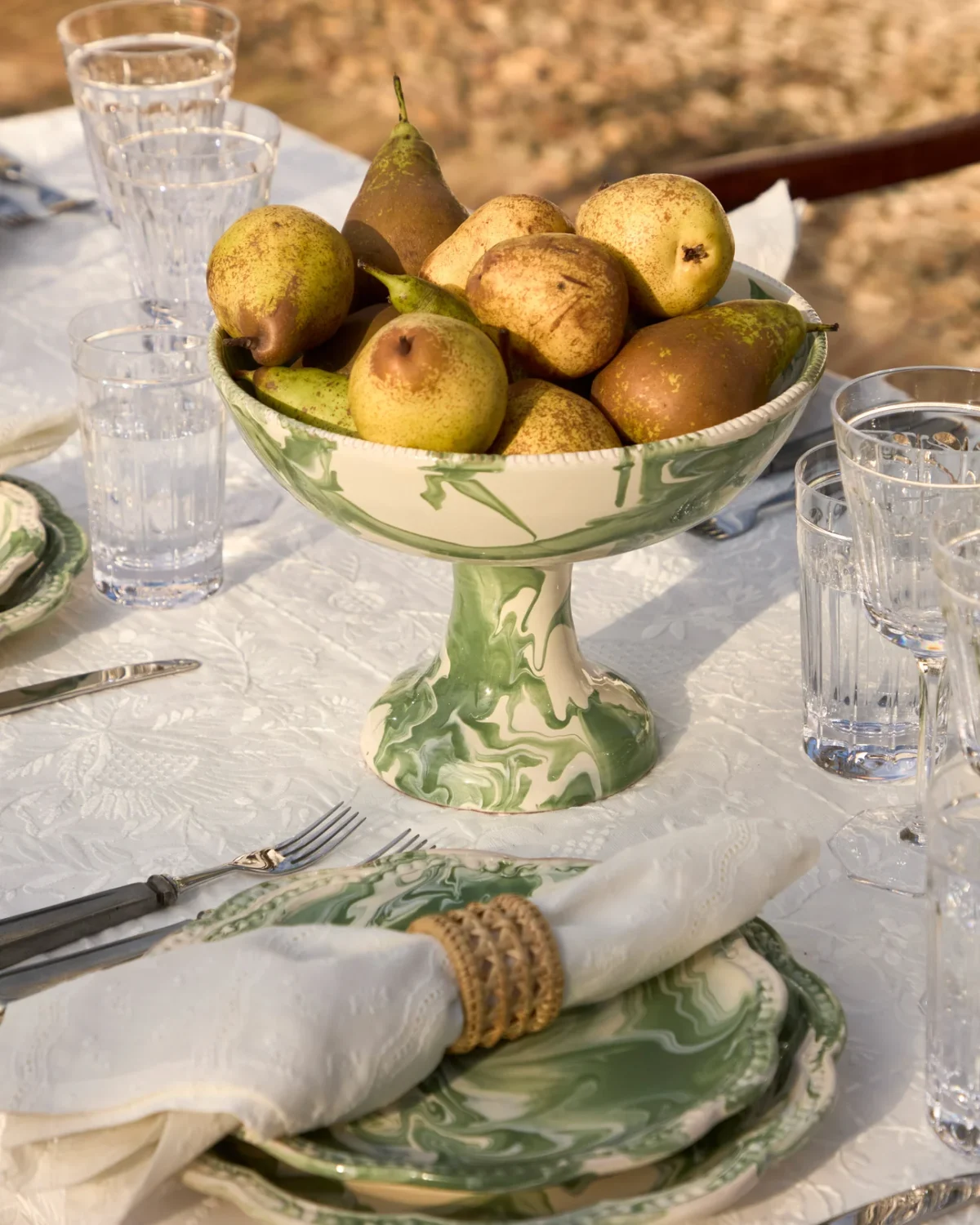 Marbled Green Fruit Stand